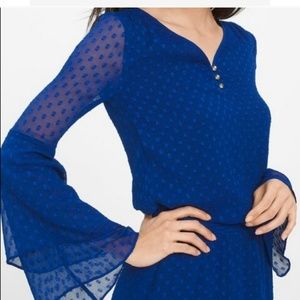 White House Black Market Blue Bell Sleeve Sundress